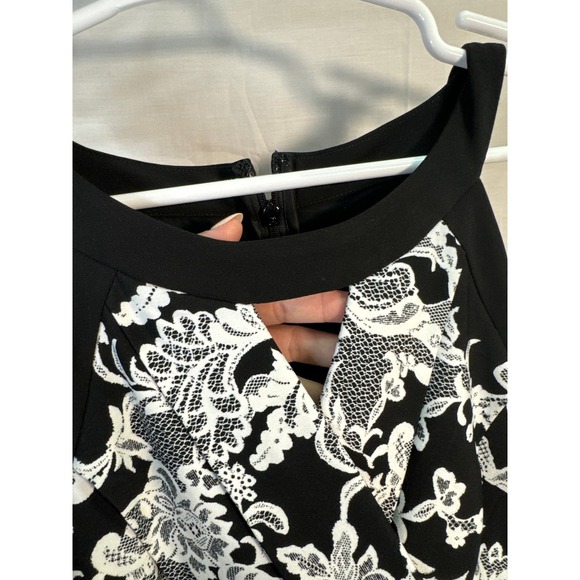 White House Black Market Slimming Black and White Dress Sz 6 - Picture 3 of 6